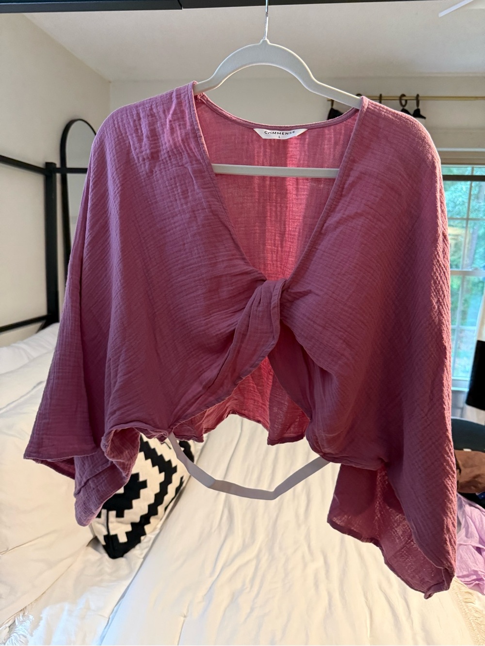 Commense Mauve Tie-Front Gauze Tunic